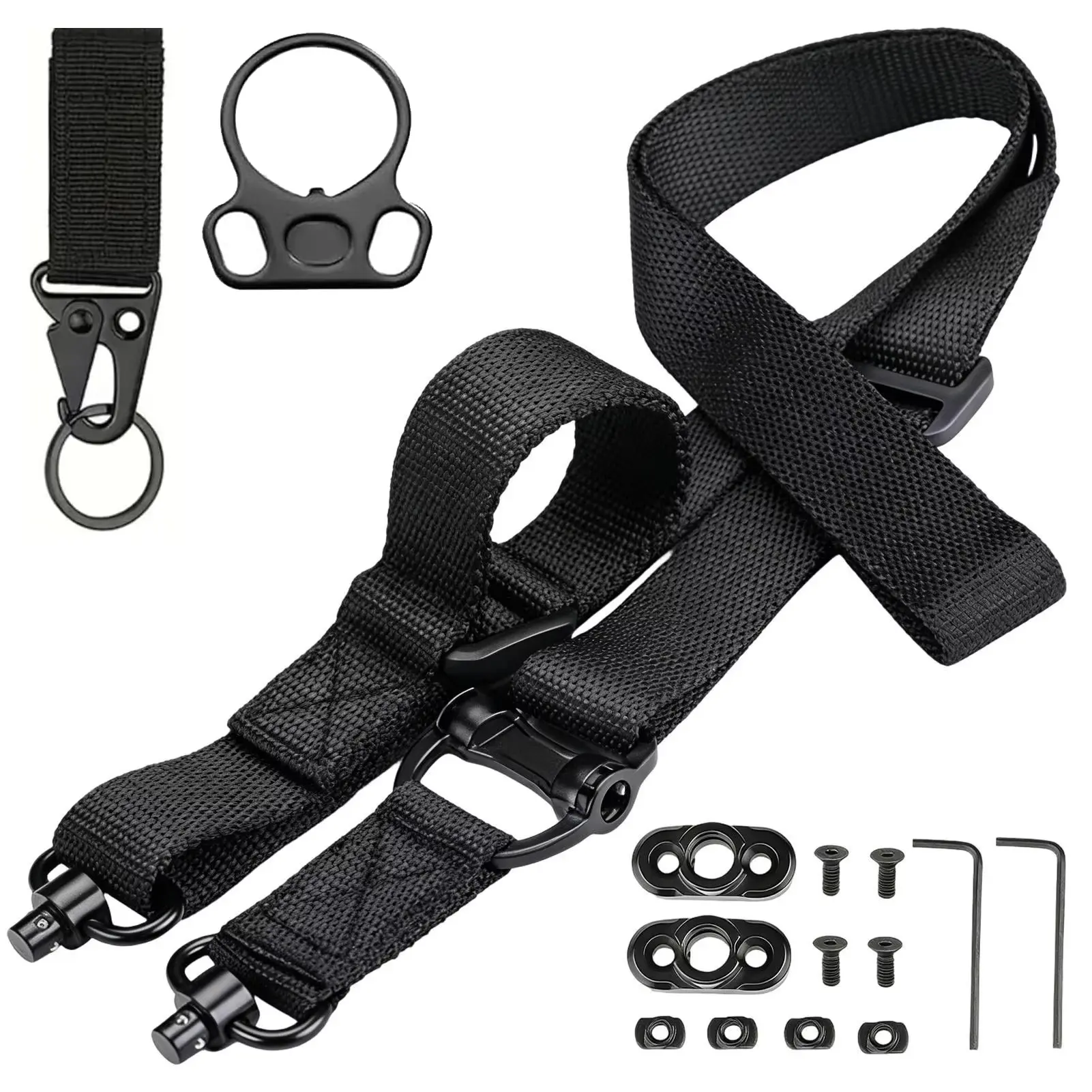 Two-point and traditional two-point QD quick-release tactical slings with M-LOK quick-release buckle.