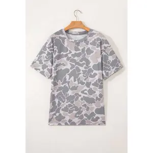 Multicolour Retro Camouflage Print Womens Casual T Shirt