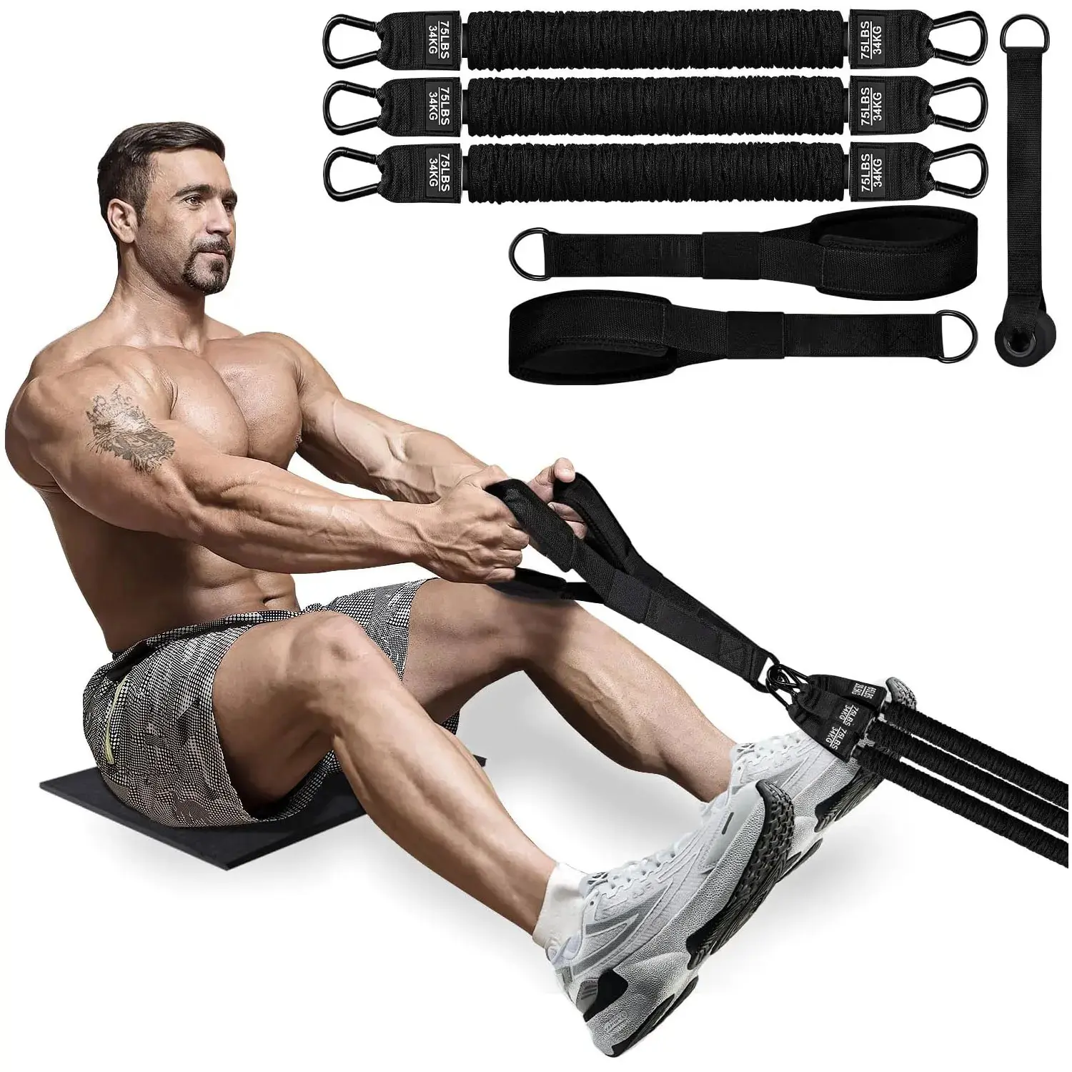 Orange rowing resistance rope