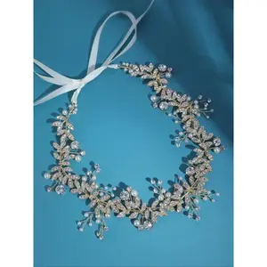 Rhinestone Decorated Leaf Design Headband, Elegant Bridal Headwear for Wedding Bridal Party Formal Occasions, Fashion Hair Accessories for Women