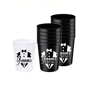 Groom Bachelor Party Cups Set, Reusable Groom Cup & 6 Best Man Cups, Single Guy Party Decorations, Wedding Proposal Gift for Men