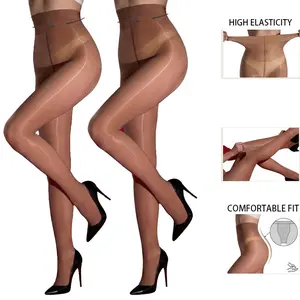Oily  Shiny Pantyhose for Women 2/6-Pack, Ultra Sheer Reflective Tights with High Waist Tummy Control, Silky Soft Stretch Fit for Daily Wear & Parties