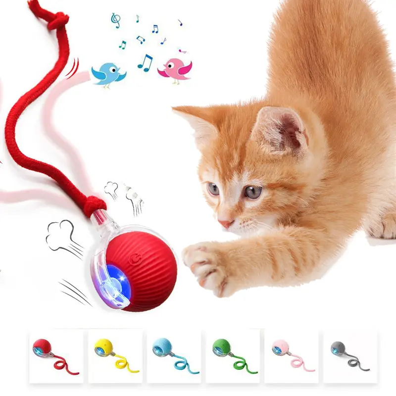 Smart Auto Moving Pet Ball Toy, USB Rechargeable Interactive Play Ball with Built-in Bird Sound, Relieve Pet Boredom & Loneliness, Perfect Indoor Play Toy Fit All Kinds of Rugs