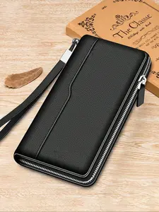 Multifunctional Large Capacity Long Wallet, Business Casual Style, Durable Wallet, 20cm Phone Holder + 27 Card Slots + 3 Cash Pockets, Anti-Scratch PU Material, Business Wallets