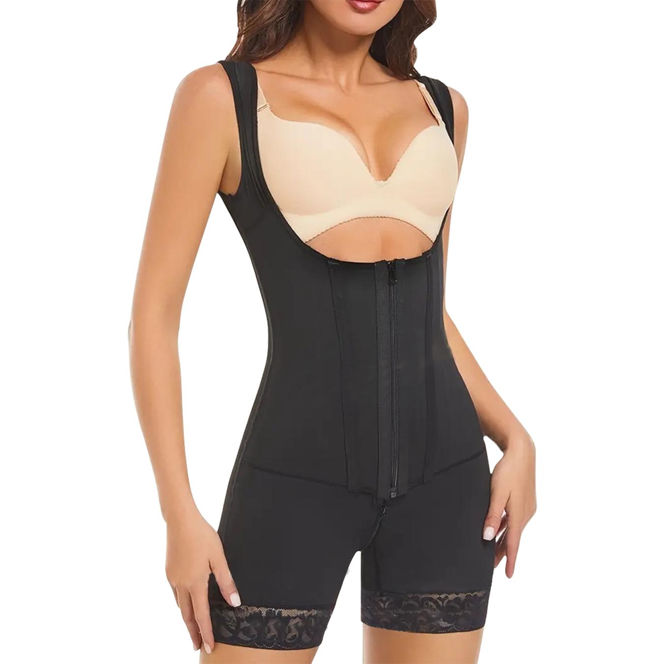 Colombian Shapewear Bodysuit with Zipper & Hooks - Butt Lifter Waist Trainer for Body Sculpting Recovery C-Section Postpartum Girdle size fashion plus faja full brazilian shaper front waist trainer solid closure up sale stock control butt tummy woman