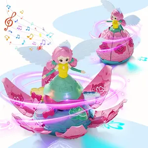 Dreamy Dancing Princess Toy, Cute, Automatic Flower Rotation, Colorful Lights Music, Omnidirectional Obstacle Avoidance, Girl's Educational Toy
