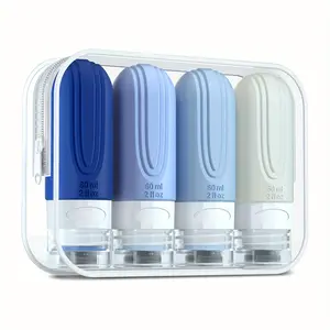 Travel toiletries bottle, 4-piece container set, leak proof reusable shampoo and conditioner travel accessories, travel bottle with toiletries bag.