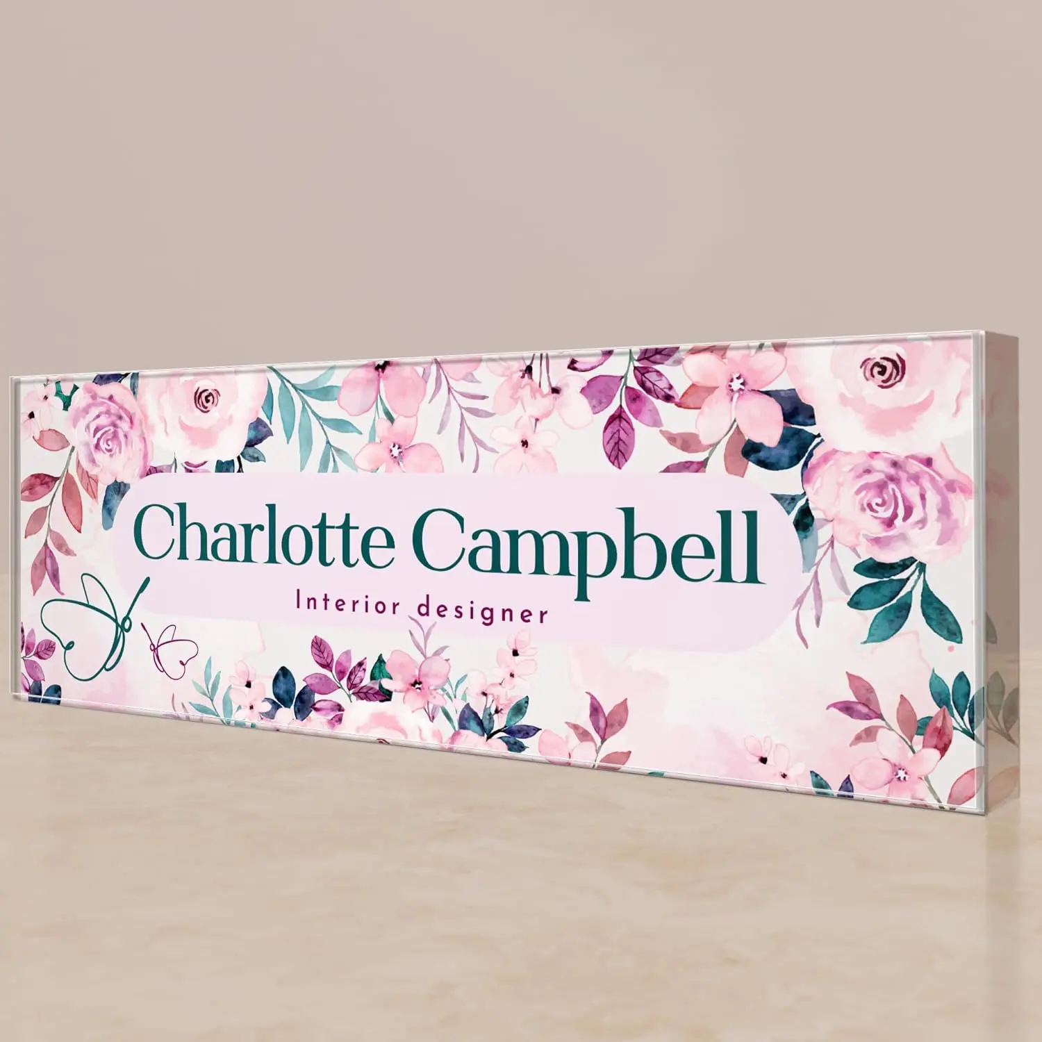 EGD Acrylic Desk Name Plate Personalized I Custom Acrylic Sign I Office Desk Accessories I Personalized Name Plate for Office Desk Decor I 1/2" Thick Desk Name (10 x 3.5 Inch)