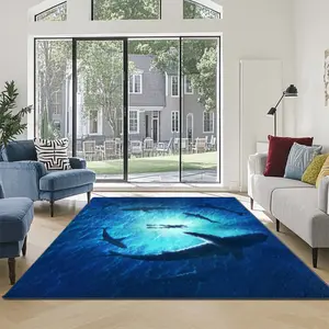 Velvet + soft and comfortable modern art ocean shark element pattern printed carpet, home decoration carpet, living room large carpet, sofa cushion, door mat, coffee table mat, bedroom carpet, bedside carpet