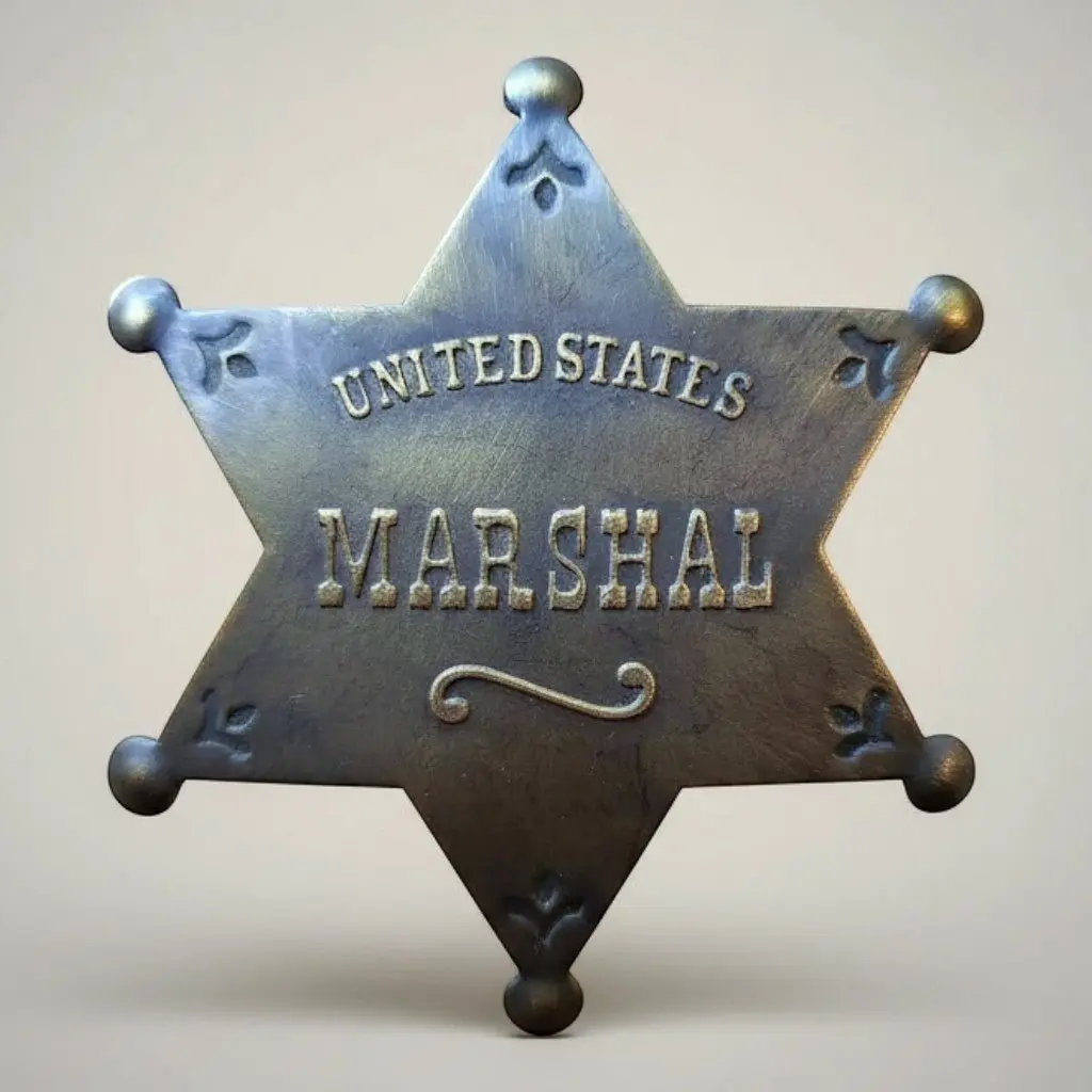 U.S. Marshal Solid Brass Star Badge