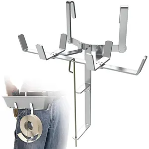 Drywall Mud Pan Holder and Tape Spool, Aluminum Pan & Tape Holder,Hooks to Belt for Hands-Free Taping, Holds 12 inch Mud Pan & Up to 500 ft Tape