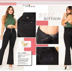 Bell Bottoms Ultra Power Strange Control of Abdomen Faja Interna 360 Tiro Alto Push Up Bota Campana Bolsillos Funcionales REF 2360B