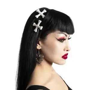 Crossbones Hair Clips [White]