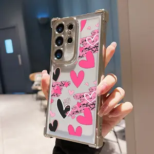 Silvery Electroplate Shockproof Bumper Case with Lens Protector for Samsung S20 20+ 21 22 23 24 + FE S25 S25+ Note10 10+ 20 Ultra Cover Protective Protection Casing