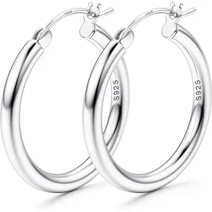 MILACOLATO Hoop Earrings 3mm Chunky Large Big Hoop Earrings Hypoallergenic Lightweight Earrings for Women Men 15/20/30/40/50/60/70mm Earcuff