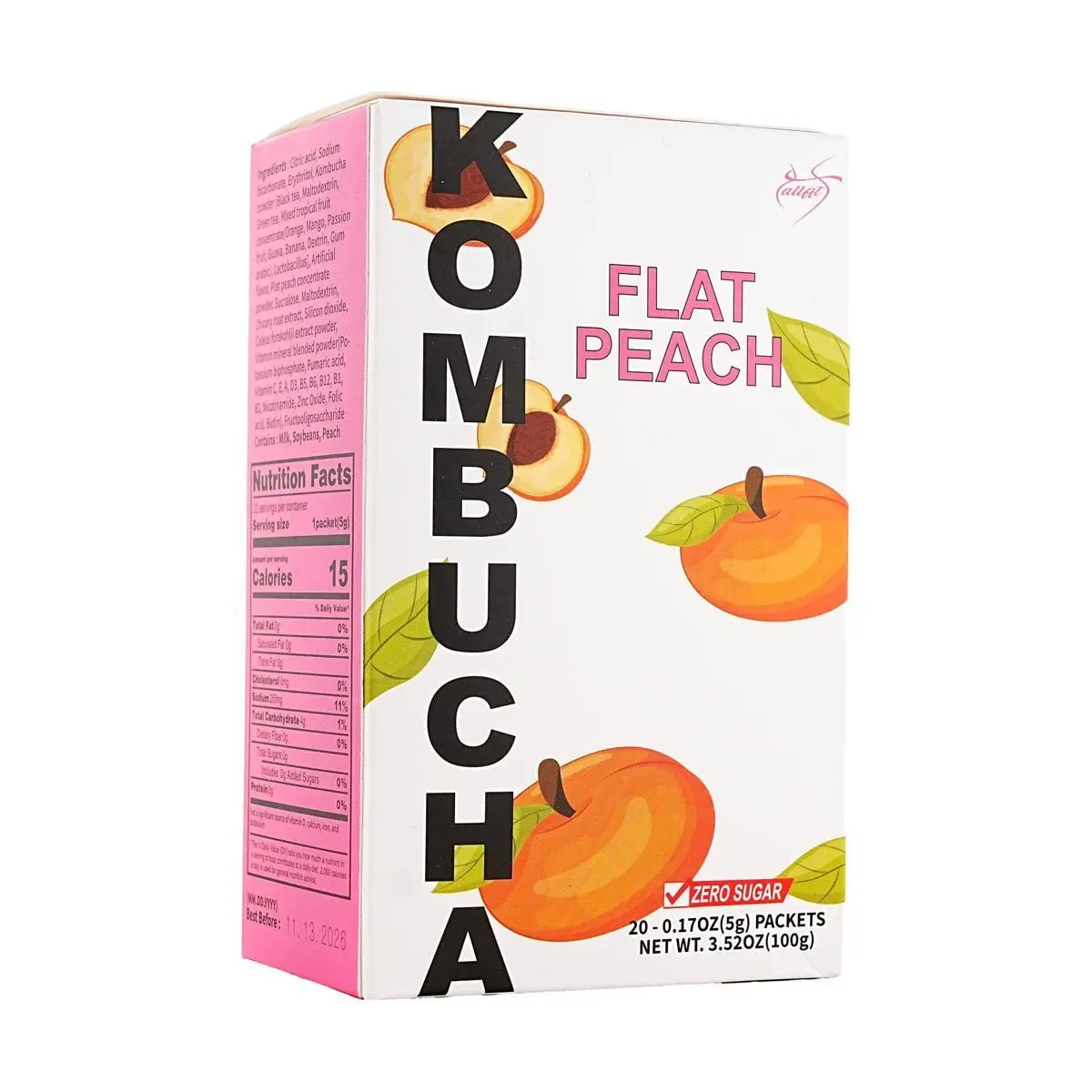 ALLFIT Korean Probiotic Kombucha - Peach Flavor, 20 Packs, 100g | Low Calorie, Sugar-Free, Gut Health Drink ALLFIT Korean Probiotic Kombucha - Peach Flavor, 20 Packs, 100g | Low Calorie, Sugar-Free, Gut Health Drink