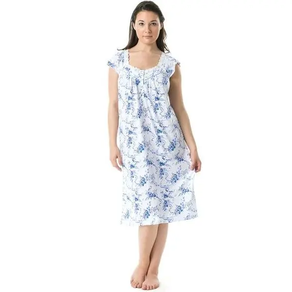 Pretty Woman 100% Cotton  Women Nightgown Sleepwear Pajamas Nightshirt Comfort Loungewear Womenswear Breathable Elegance Style Homewear night gown women Comfortable Floral Sleeveless