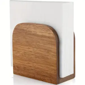 Elegant Wooden Napkin Holder with Curved Design – Freestanding Tabletop Tissue Dispenser for Kitchen, Dining Room, Party, Outdoor, Restaurant, or Hotel, Kitchen Organizer | Natural Wood Finish | Smooth Finish Wood
