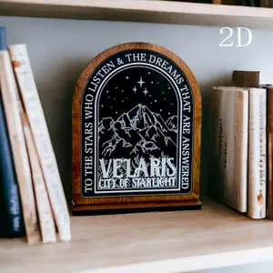 Velaris City of Starlight Bookshelf Sign, Wooden Shelf Sitter, Rustic Design Home Decor, Home Office Decor, Fireplaces & Mantels, Gifts for Readers, Signage, Home Decor Products