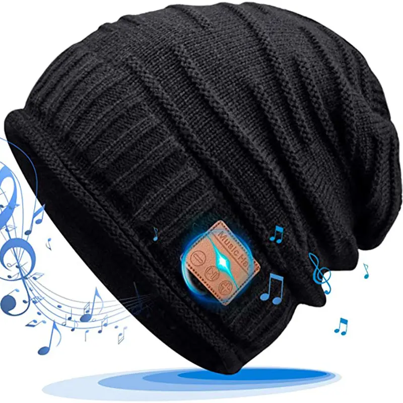 BIGWIG Unisex Bluetooth Knit Hat, Winter Music Hat, Hands-free Earphone, Washable Wireless Earphone Hat, Fleece-lined Warm Knit Hat, Music Hat, Christmas Gift, Novel Music Gift, Suitable for Running, Fishing, Cycling