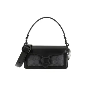 COACH Tabby 20 Crossbody Bag for Women – Logo-Embellished Coated Canvas and Calfskin, Small Size, Black