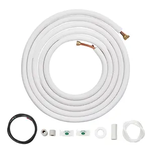 fathersdaygift VEVOR 25FT Mini Split Line Set, 1/4 1/2 O. D Copper Pipes Tubing and Triple-Layer Insulation, for Air Conditioning or Heating Pump Equipment HVAC with Rich Accessories (27ft Connection Cable)