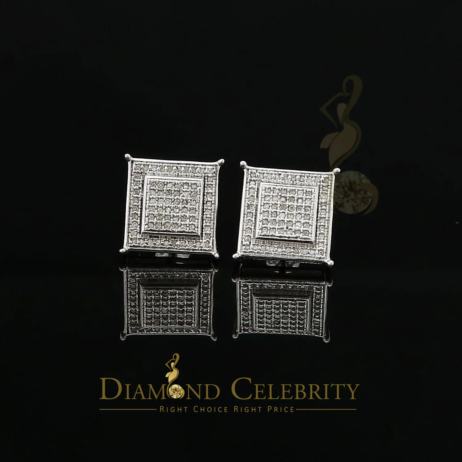 Diamond Celebrity's 0.36ct Diamond Stud Earrings For Women's White 925 Sterling Silver For Men's