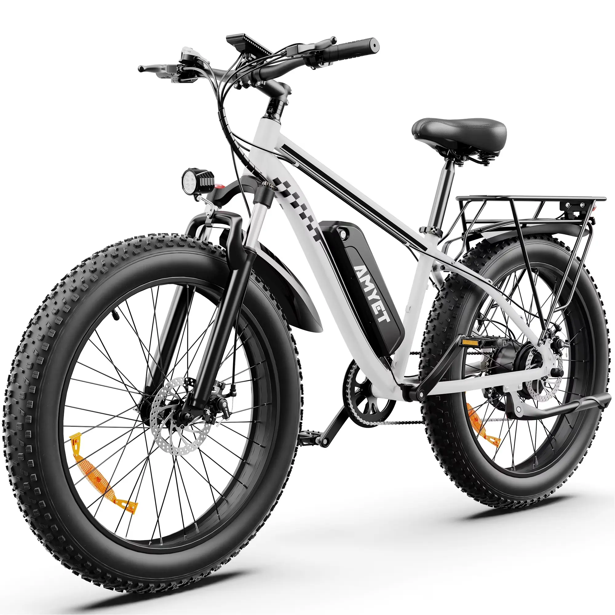 AMYET EB26 Aluminum Hardtail Mountain E-Bike for Adults, 1500W Motor, 48V 15AH Battery, 28 MPH Max Speed, 26-Inch Fat Tires, 7-Speed Gears, E-Bike Style