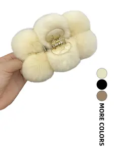 Women's Elegant Sweet Plush Fuzzy Claw Clip, Available in & Light Colors, Perfect for Daily Use & Outings, Fuzzy Hair Clip