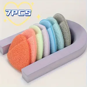 7count Deep Cleansing And Exfoliating Facial Sponge| Random Colors And Shapes, Reusable, Hydrophilic PU Material, And Deep-Seated Dirt, Suitable for Normal Skin Type, Ideal for Elegance And Skin Care