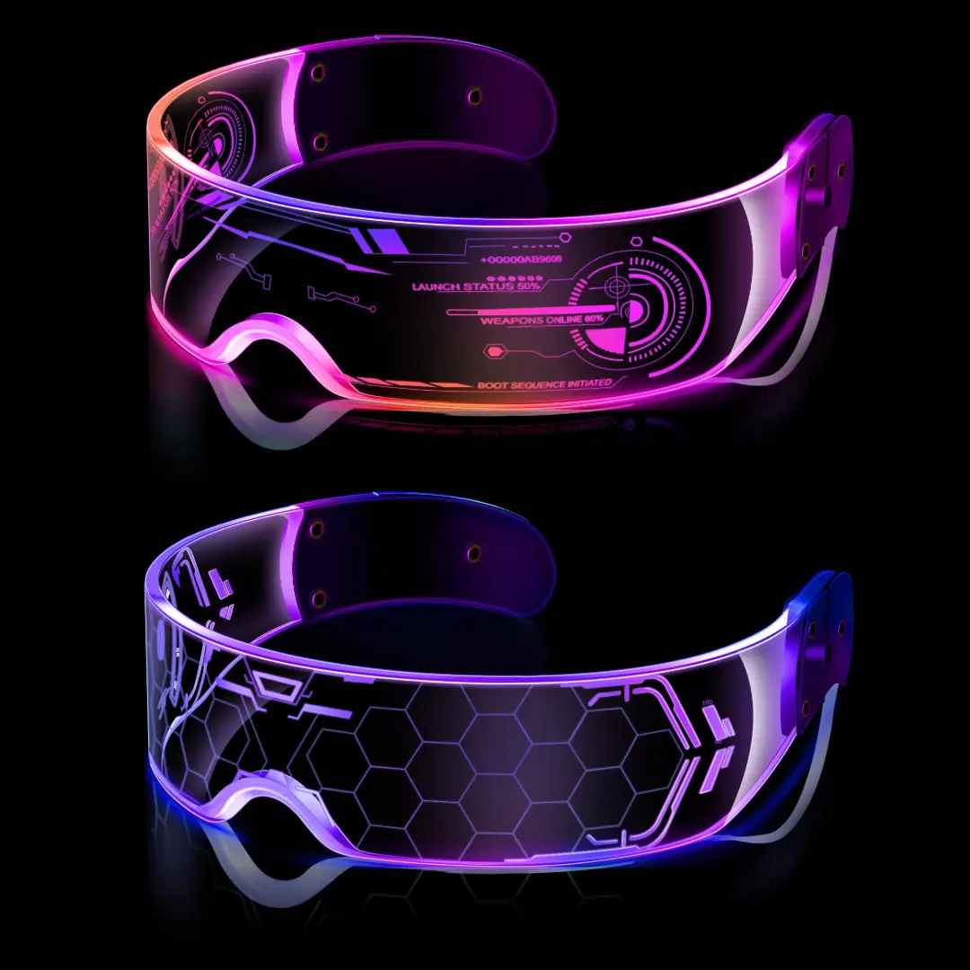 Autonomous LED Light Glow Glasses - 2048 Cyberpunk Style Party Prop, Adjustable Colors, Comfortable Durable Lightweight, Batteries Built-in, Gift for Boyfriends (Anniversary Option)