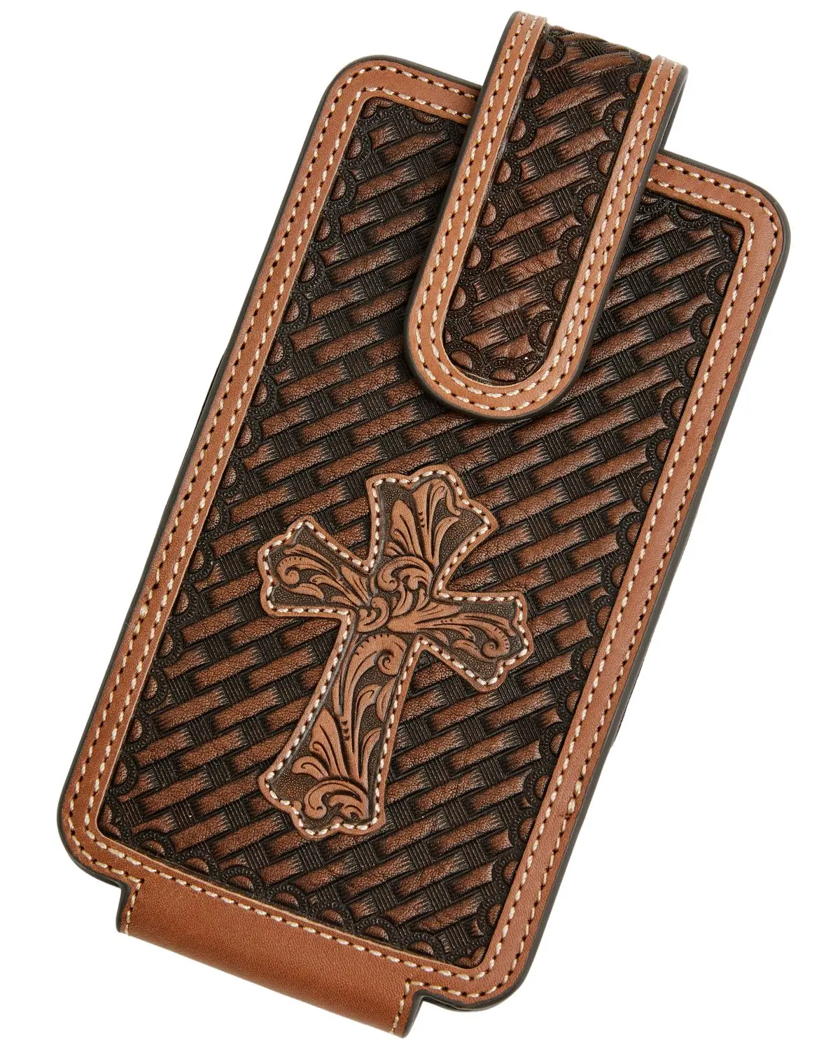 Cody James Men's Men'S Wells Basketweave Cross Leather Cell Phone Case - Cjasp26wt2-Bn