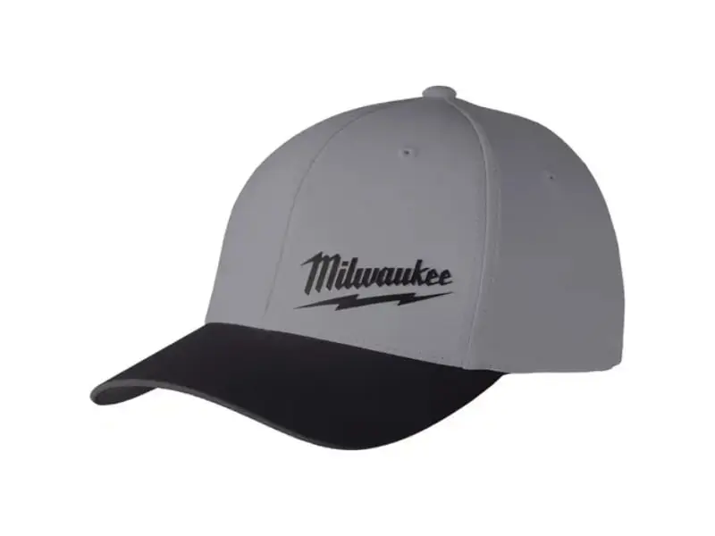 Milwaukee Electric Tool Performance Dark Gray Split Color Baseball Cap - Adult Fitted, Lightweight, Cooling, Moisture-Wicking, Quick-Drying, Breathable, UV Protection, Size Options: L, XL, Adults, Extra Large, Baseball & Softball