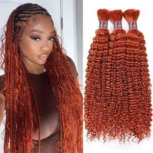 Ginger Deep Wave Bulk Human Hair For Braiding Ginger Human Hair Extensions Brazilian Braiding Hair