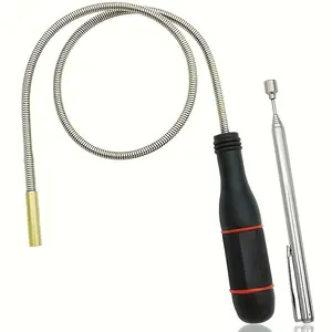2pcs flexible magnetic pick-up tool, extendable pick-up tool, durable magnetic pick-up tool, essential for workshops, small metal object pick-up tool, suitable for repair shops, production workshops, home garages, etc.
