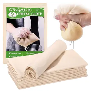 Cheese Cloths for Straining , 9 count Grade 100 Cheese Cloth 20 x 20 Inch, Ultra-fine Weaved Muslin Cloth with Hemmed Edges, Unbleached Cheesecloth for Straining, Juicing, Baking, Cheese Making