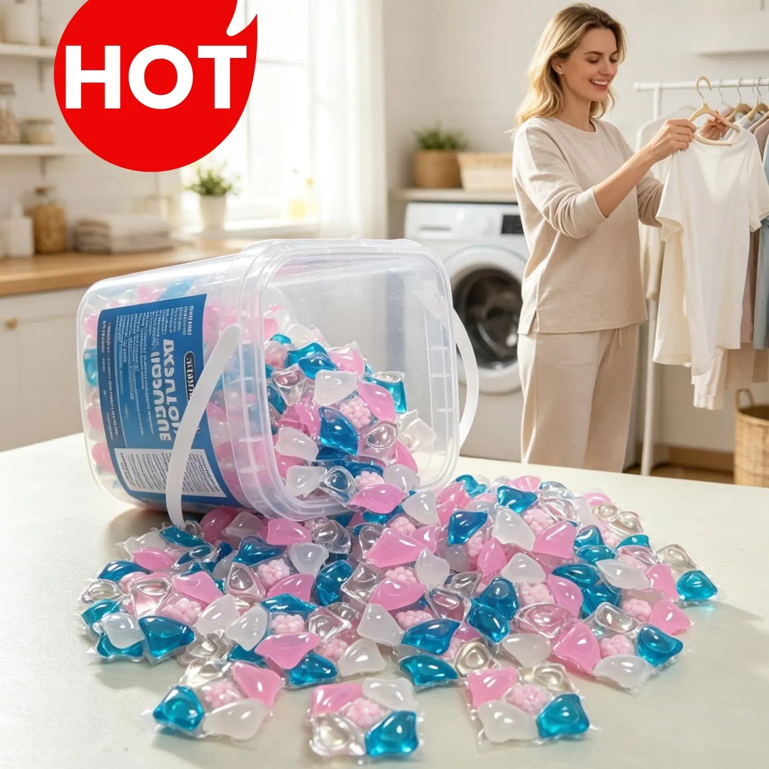 5-in-1 Concentrated Scented Laundry Detergent Beads (29 pcs) - Active Ingredients, Long-Lasting Fresh Aroma, Low-Foam Easy-Floating, Deep Stain Removal, Softening & Anti-Static Household Cleaner