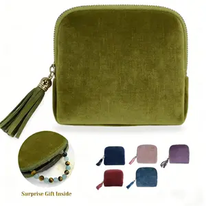 2026 New Travel Jewelry Case, Valentine's Gifts for Women, Portable Organizer for Rings, Bracelets & Bangles with Tassel Zipper, Elegant Jewelry Roll for Travel, Crystal Jewelry Storage Pouch with Mini Organized Pockets