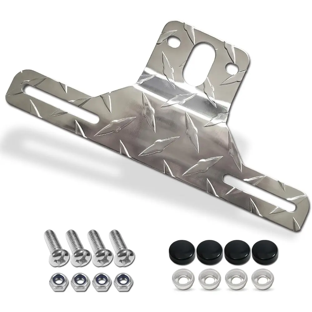 Aluminum Heavy-Duty Trailer License Plate Bracket Frame Holder, Universal Fit for Trucks, ATVs, Utility Trailers, 1 Pack with Mounting Screws and Caps