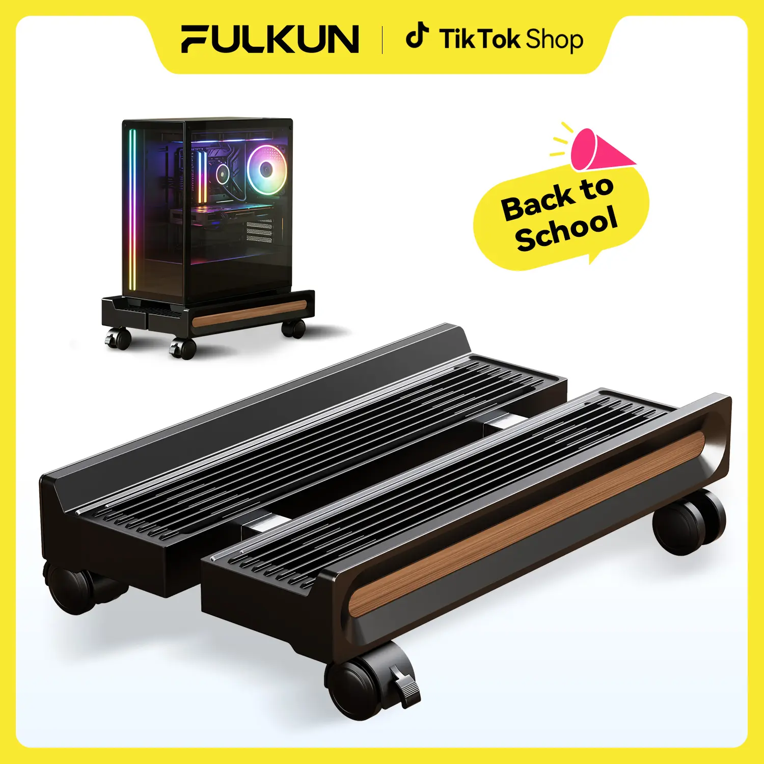 Adjustable Mobile CPU Stand,Ventilated PC stand for floor, Computer Tower Stand with Locking Caster Wheels Fits Most PC,Computer Mobile Cart Holder for Office,Gamers and Students