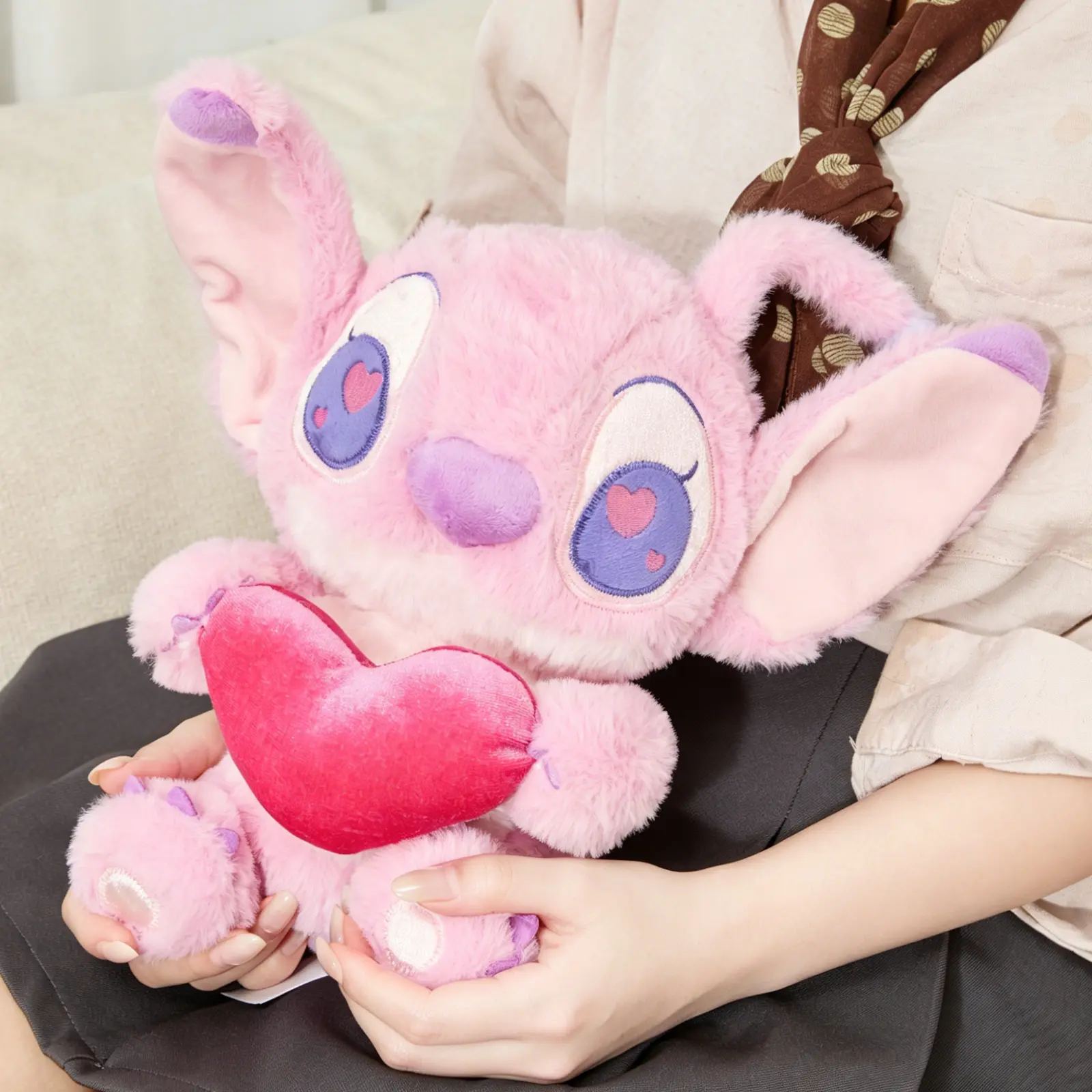 MINISO Official Licensed Disney Lilo & Stitch Angel Experiment 624 Heart-Eyes Stuffed Doll - Durable Soft Fluffy, 3D Plush Rose, Romantic Accessories, CPSC 2026 Certified Lead-Free BPA-Free, StuffedAnimals Kawaii Plush Disney Gift