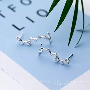 Constellation CZ and Silver Ear Climber Stud Earrings