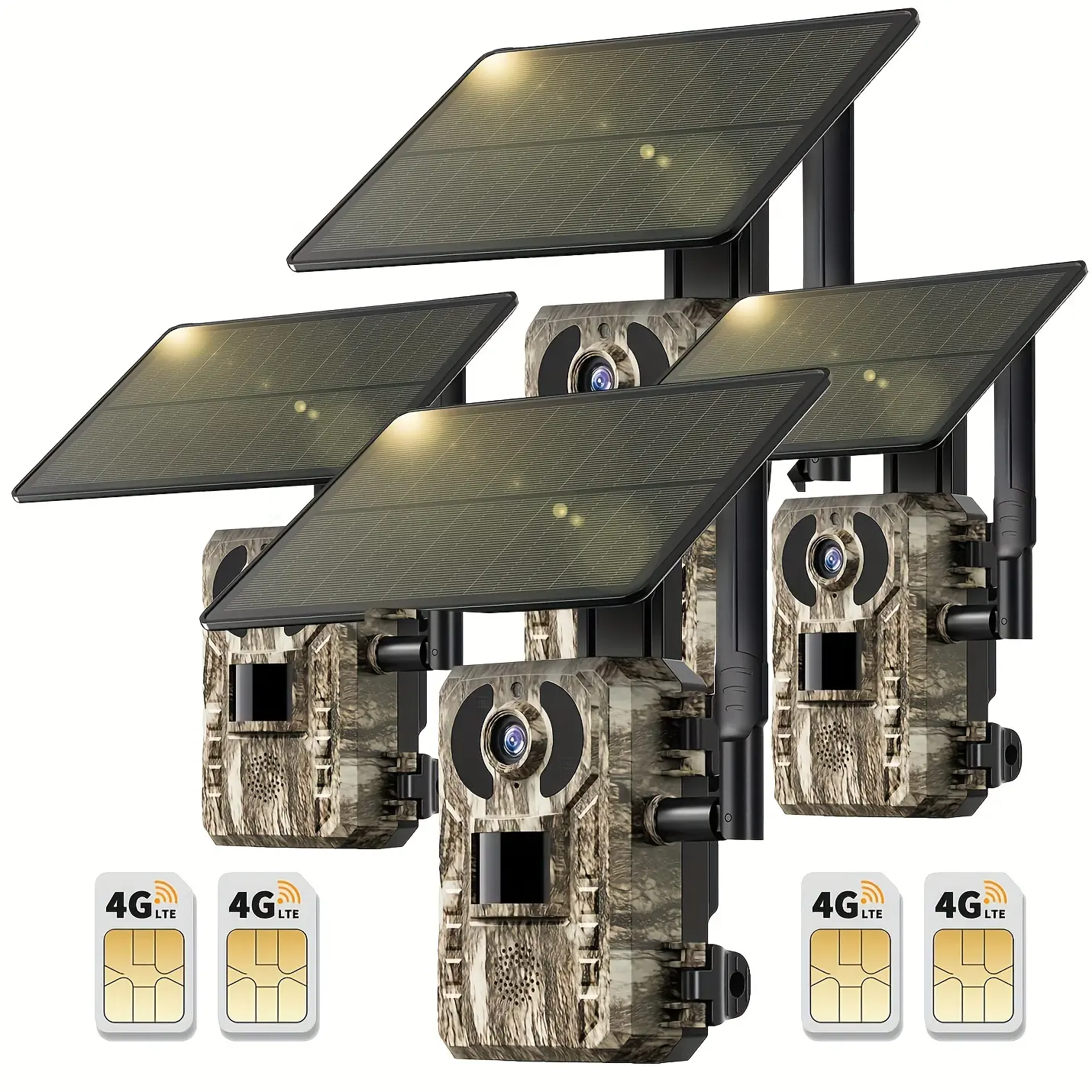 4G LTE Solar Trail Camera – 2K Live Video, Solar-Powered (No Power Cord), Live View Remote APP Control,  Motion-Activated Color Night Vision, Waterproof, SIM Card Included (Data refill is required for Unlimited 4G data usage) Outdoor Game Survival Tools
