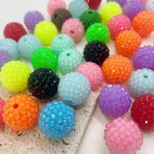 50pcs,20mm acrylic jelly rhinestone beads, sparkling cracks and bubble gum pink disco ball beads, suitable for DIY jewelry, necklace, and bracelet making