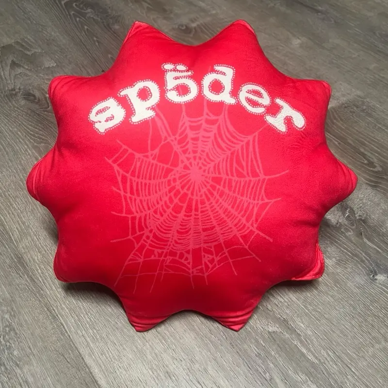 Red Spider Web Tsunami Soft Velvet Cushion Pillow - 15in, Dust Mite Safe, Vibrant Standout, Stylish Room Decor, Living Room Decor, Ideal for Relaxation, Living Room Decorations
