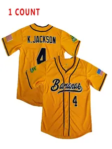 Men's Loose-Fitting Baseball Jersey, Number 4 Banana Embroidery, Casual Sportswear for All Seasons, Quick-Dry Outdoor Activewear