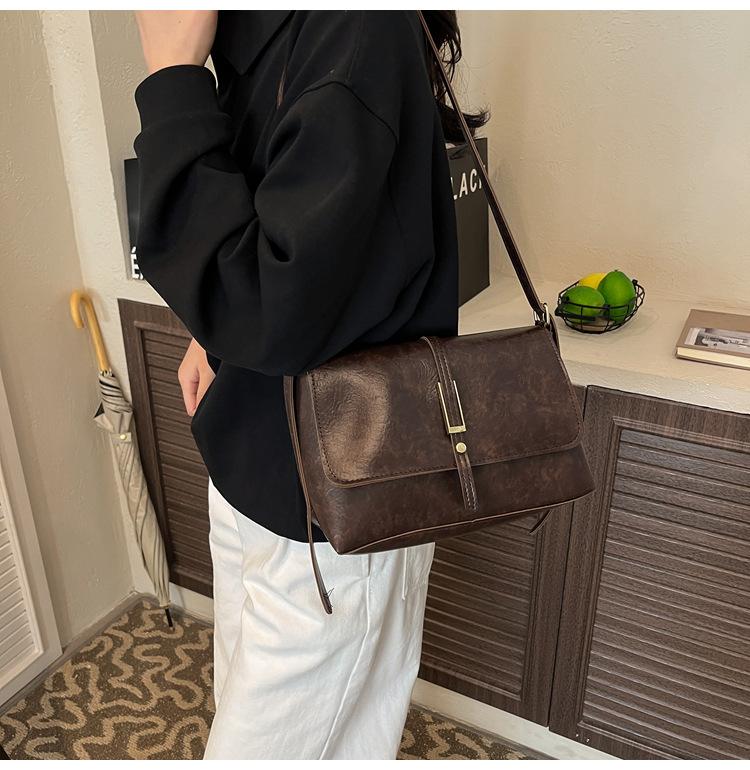 Vintage French Style Women’s Work Bag | Chic Commuter Shoulder & Crossbody Square Handbag | Elegant Minimalist Designer Purse | Versatile Everyday Fashion Bag