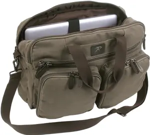 Canvas Briefcase Backpack Convertible Laptop Knapsack Messenger Shoulder Bag