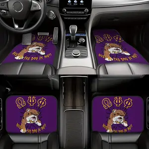 4pcs Omega Psi Phi Fraternity 1911 Bulldog Mat Set - Anti-Slip Floor Mats, Car Foot Mats with Golden & Purple Design, Lightproof & Corrosion-Resistant, Easy to Clean, Ideal for Car & Home Decor