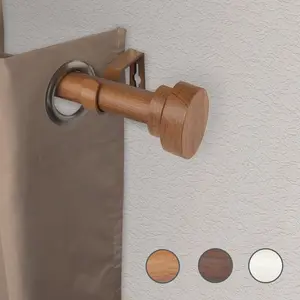 212 MAIN Central Design 1 in. Cover Faux Wood Curtain Rod with Curtain Rod Bracket, 66-120 in. Extension, Chestnut